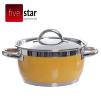 Nồi Inox Sơn Thân Cool Quai Inox 3 Đáy 24cm Fivestar N24-3DM - Hàng Chính Hãng