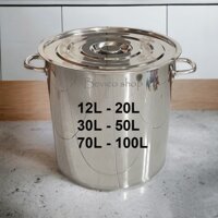 Nồi inox thân cao 12L-20L-30L-50L-70L-100L (hầm xương, luộc gà, nấu súp, luộc bánh chưng...)