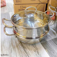 Nồi Kèm Xửng Hấp Inox 3 Đáy Cao Cấp Fivestar 20/24/26/28 cm Vung Kính