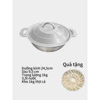 Nồi kho gang Thái lan số 3 đường kính 24,5cm sâu 9,5cm nồi lẩu 5 người ăn(CÓ RẾ TRE LÓT NỒI)