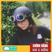 [Nói không với hàng nhái] Mũ Bảo Hiểm - Nón Bảo Hiểm Nửa Đầu - Đen nhám Tặng kèm kính phi công