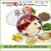 Nồi Lẩu 2 Ngăn, 2 Vị Inox 30Cm Siêu Tiện Dụng, Dùng Được Cho Tất Cả Các Loại Bếp, Bảo Hành 12 Tháng