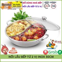 Nồi Lẩu 2 Ngăn, 2 Vị Inox 30Cm Siêu Tiện Dụng, Dùng Được Cho Tất Cả Các Loại Bếp - Lỗi 1 Đổi 1