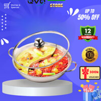 Nồi lẩu 2 ngăn chất liệu inox 304 cao cấp chống gỉ chống khê dùng cho mọi loại bếpGVQ Store