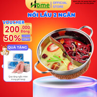 Nồi lẩu 2 ngăn ,chất liệu inox 304 cao cấp chống gỉ