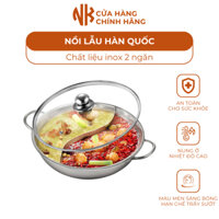 Nồi Lẩu 2 Ngăn Inox Size 30cm Dùng Cho Mọi Loại Bếp Chất Liêu Inox Sáng Bóng Dày Dặn Làm Nóng Nhanh ,An Toàn Sức Khỏe
