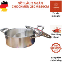 Nồi lẩu 2 ngăn size 28 và 30 cm, nồi lẩu inox 2 ngăn, nồi lẩu kèm vung kính, nồi lẩu CHOCKMEN