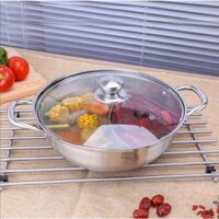 Nồi lẩu 2 ngăn Size 30cm. Chất liệu INOX 304 cao cấp, bền đẹp. Sử dụng được các loại bếp.