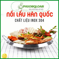 Nồi lẩu cạn inox phong cách Hàn Quốc, nồi lẩu không nắp bằng thép không gỉ