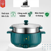 Nồi Lẩu Đa Năng 2 Tầng, Bếp Điện Thông Minh Công Suất Lớn 1000W Kèm Giá Hấp Inox (KSGR)