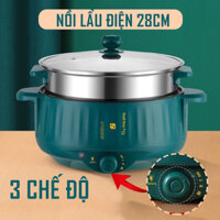 Nồi Lẩu Đa Năng 2 Tầng, Bếp điện thông minh ELECTRIC COOKER POT SHANBAN Công Suất Lớn 1000W Kèm Giá hấp inox