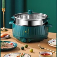 Nồi Lẩu Đa Năng 2 Tầng Thông Minh Công Suất Lớn 1000W Kèm Giá Hấp Inox,Động cơ làm nóng được thiết kế mạnh mẽ và ổn định