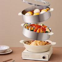 Nồi Lẩu Đa Năng 3 Tầng Lẩu Xào Hấp 10L kèm khay inox BEAR DZG-CA3E1