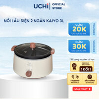 Nồi lẩu điện 2 ngăn Kaiyo, 3L, công suất 1200W, lòng nồi nhôm đúc, phủ chống dính Teflon, bảo hành 2 năm, UCHI Shop