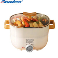 Nồi lẩu điện 3L Greencook GCEH233 thiết kế lòng nhôm đúc rời mâm nhiệt dễ vệ sinh, có khay hấp inox - Hàng chính hãng - Màu trắng