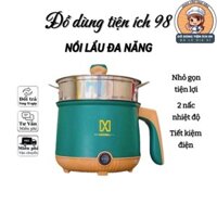 Nồi lẩu điện, Ca nấu mì đa năng 1.8L Kèm giá hấp - Lòng nồi chống dính