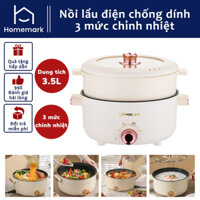 Nồi Lẩu Điện Chống Dính Hàn Quốc 2 Tầng 4 Chế Độ Nhiệt Dung Tích 3,5L Nấu Lẩu, Chiên, Xào Hấp Đa Năng
