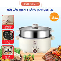 Nồi Lẩu Điện Đa Năng 2 Tầng Công Suất 1000W Kèm Giá Hấp Inox 28cm Tráng Men Chống Dính 4L