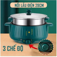 Nồi Lẩu Điện Đa Năng 2 Tầng 3-4 người ăn Công Suất Lớn 1000w Kèm Giá Hấp Inox Siêu Bền