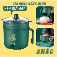 Nồi Lẩu Điện Đa Năng ca nấu mì 2 NẤC NHIỆT Kèm Giá Hấp Có Tay Cầm Tiện Dụng 18cm, Nồi Lẩu Hấp Mini 2 Tầng Cao Cấp 2021