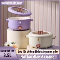 Nồi lẩu điện đa năng, ca nấu mì, nướng, luộc, chiên,hấp chống dính 3.5L Chảo điện thông minh nấu canh,lẩu,xào chiên
