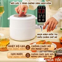 Nồi Lẩu Điện Đa Năng Chống Dính, Nồi Lẩu Mini 2 Tầng, Có Màn Hình Hiển Thị Điều Chỉnh Nhiệt Độ hàng nhập khẩu - Nồi lẩu điện