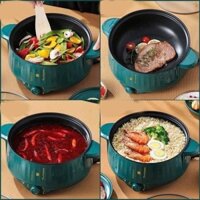 NỒI LẨU ĐIỆN ĐA NĂNG ELECTRIC COOKER POT SANBAN 2 TẦNG KÈM KHAY HAAP INOX CAO CẤP