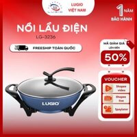 Nồi lẩu điện đa năng LUGIO Model LG-3236 dung tích 6L  lòng nồi chống dính bảo hành 12 tháng