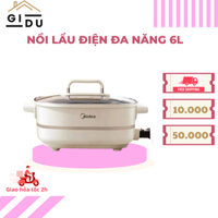 Nồi Lẩu Điện Đa Năng Midea, Nồi Lẩu 2 Ngăn Dung Tích 6 Lít Chống Dính Công Suất 1800W