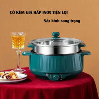 Nồi lẩu điện đa năng, nồi hấp điện 2 tầng, nồi lẩu chống dính, nồi điện đa năng, lòng nồi chống dính vân đá cao cấp 28cm