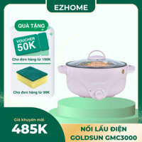 Nồi lẩu điện Goldsun GMC3000 dung tích 3L công suất 900W, nồi nấu mini đa năng có vung lòng nồi inox chống dính BH 12T