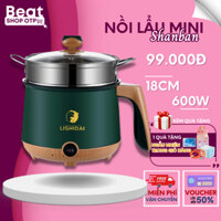 Nồi Lẩu Điện Mini 2 Tầng Đa Năng Tặng Kèm Giá Hấp INOX Cao Cấp Dung Tích 1.8L Cho 2 Người Ăn