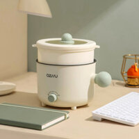 Nồi Lẩu Điện Mini 2 Tầng Kèm Giá Hấp - Nồi Cơm Mini Đa Năng - Ca Nấu Mì Ozhu Dung Tích 1.8L Chống Dính Tiện Lợi