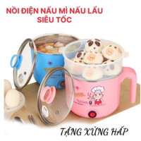 Nồi lẩu điện mini ca nấu mì 2 tầng đa năng siêu tốc dành cho sinh viên văn phòng gia đình siêu tiện lợi 18cm KHO TCHQ12
