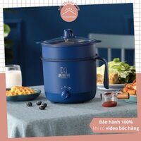 Nồi Lẩu Điện Mini, Ca Nấu Mì, Nồi Nấu Cơm Đa Năng 2 Tầng, 2 Nắc Nhiệt Thế Hệ Mới Có Tay Cầm, Tặng Kèm Giá Hấp