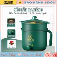 Nồi Lẩu Điện Mini, Ca Nấu Mỳ 2 Tầng Kèm Giá Hấp Xào, Luộc, Chiên Đa Năng - Coolmart