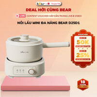 Nồi lẩu điện mini đa năng 2.5L BEAR DHG-D25D1 (SB-NL25L),1000W, đế bếp rời, Kèm Lồng Hấp,BH 18 Tháng