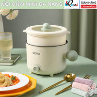 Nồi Lẩu Điện Mini Đa Năng, Ca Nấu Mì 2 Tầng Kèm Giá Hấp Nấu Cơm, Chiên, Xào, Luộc, Ca nấu mì mẫu mới x385