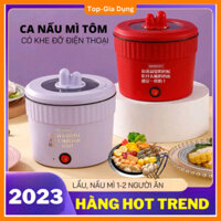 Nồi Lẩu Điện Mini Đa Năng, Ca Nấu Mì, Cốc Ăn Lẩu Cô Đơn Hotrend Dung Tích 1.5L Sông Suất 500W Chống Dính Vân Đá