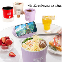 Nồi Lẩu Điện Mini Đa Năng - Ca Nấu Mì Ăn Liền, Cốc Ăn Lẩu Cô Đơn Dung Tích 1,5L Công Suất 500W