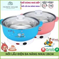 Nồi Lẩu Điện Mini Đa Năng Nika 24cm 1000W Inox 304, Tiện Dụng Cho 2-3 Người Dùng, Siêu Tiện Dụng