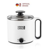 Nồi lẩu điện mini đa năng chống dính Lebenlang LBEC0808 1500ml, bảo hành 2 năm - hàng chính hãng - Màu trắng