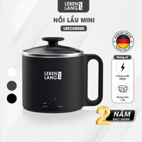 Nồi lẩu điện mini đa năng chống dính Lebenlang LBEC0808 1500ml, bảo hành 2 năm - hàng chính hãng - Màu đen