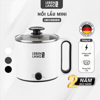 Nồi lẩu điện mini đa năng chống dính Lebenlang LBEC0808 1500ml, bảo hành 2 năm - hàng chính hãng - Màu trắng