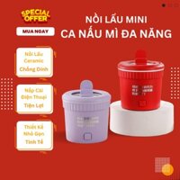 Nồi Lẩu Điện Mini Dung Tích 1.5L Công Suất 500W Phủ Chống Dính, Ca Nấu Mì Đa Năng, Bát Điện Mini, Cốc Ăn Lẩu Cô Đơn