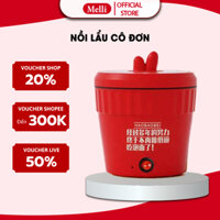 Nồi Lẩu Điện Mini Melli Chống Dính Vân Đá Cao Cấp Dung Tích 1.5L Công Suất 500W Ca Nấu Mì Cốc Ăn Lẩu Cô Đơn