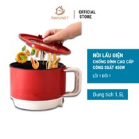 Nồi lẩu điện mini RAKUNET,Ca nấu mì có tay cầm dung tích 1.5 lít có chế độ tự ngắt tiện lợi