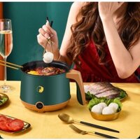 Nồi lẩu điện mini XANH LÁ 18cm - nồi điện đa năng INOX 1.8 lít chống dính cao cấp
