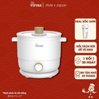 Nồi lẩu điện sâu lòng đa năng hàng chính hãng VIFIBA, kèm đế nồi, dung tích 1,5L, 2 cấp độ - Nấu, Chiên, Xào, Hấp, Lẩu , Cháo,... - Combo Sum Vầy