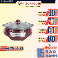 Nồi lẩu điện Sunhouse 3.5 Lít Chính hãng 1300W, Tặng kèm muỗng, đa năng nấu lẩu, chiên xào SH535L - SSHOP OFFICIAL